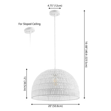 Campana 20" Bohemian Modern Woven Rattan/Iron LED Pendant